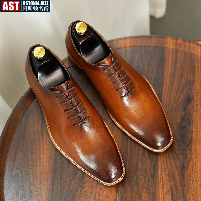 Italian Men\'s Formal Shoes Luxury Genuine Leather Handmade Quality Comfortable Elegant Black Wedding Social Oxfords Shoes Man