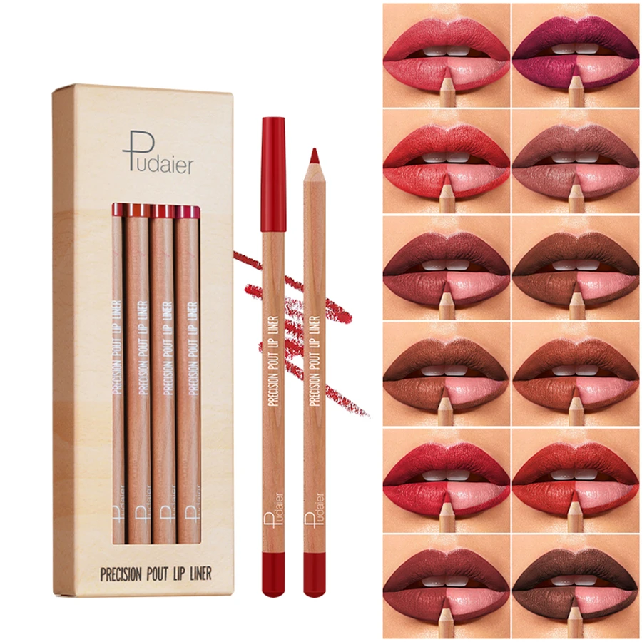 12 สี Velvet Matte ลิปสติก & Liner Red Contour Tint ลิปสติก-กันน้ํา,สวมใส่ยาวนาน,ของขวัญในอุดมคติ