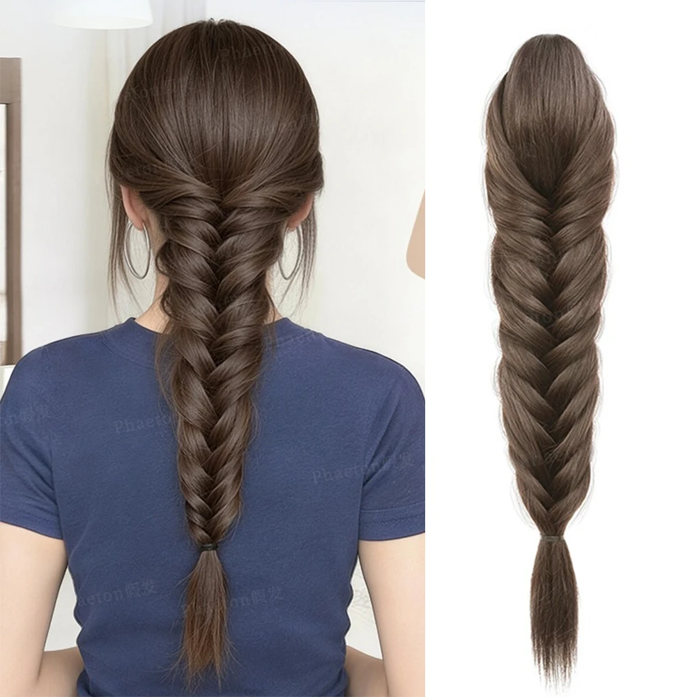 Fishbone Braid Ponytail Synthetic Hair Wig Heat Resistant Natural Fashion Hair Accessories for Women Daily Party Wedding