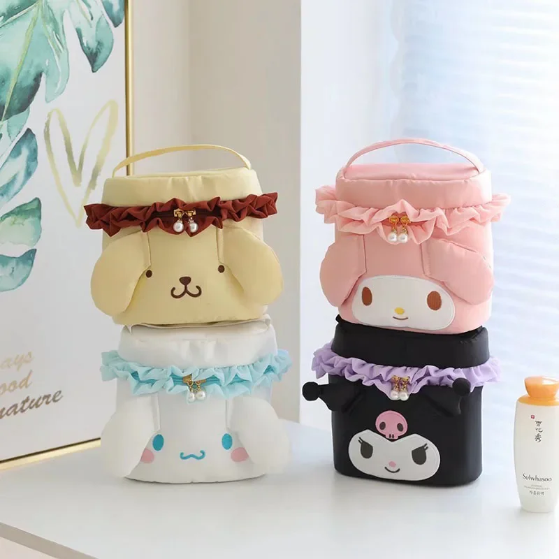 Sanrios Kuromi Mymelody Cinnamoroll kawaii Cartoon Plush Makeup Bag Anime Doll Toys Travel Toiletries Organizer Stationery Box