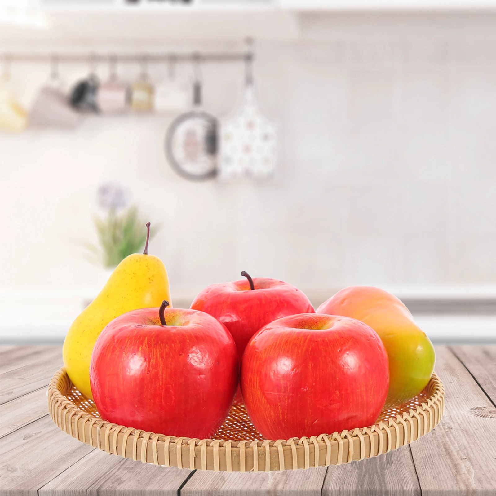 

Bamboo Weaving Basket Kitchen Gadget Hard Sturdy Fruits Bread Storage Container Decorative Organizer Household