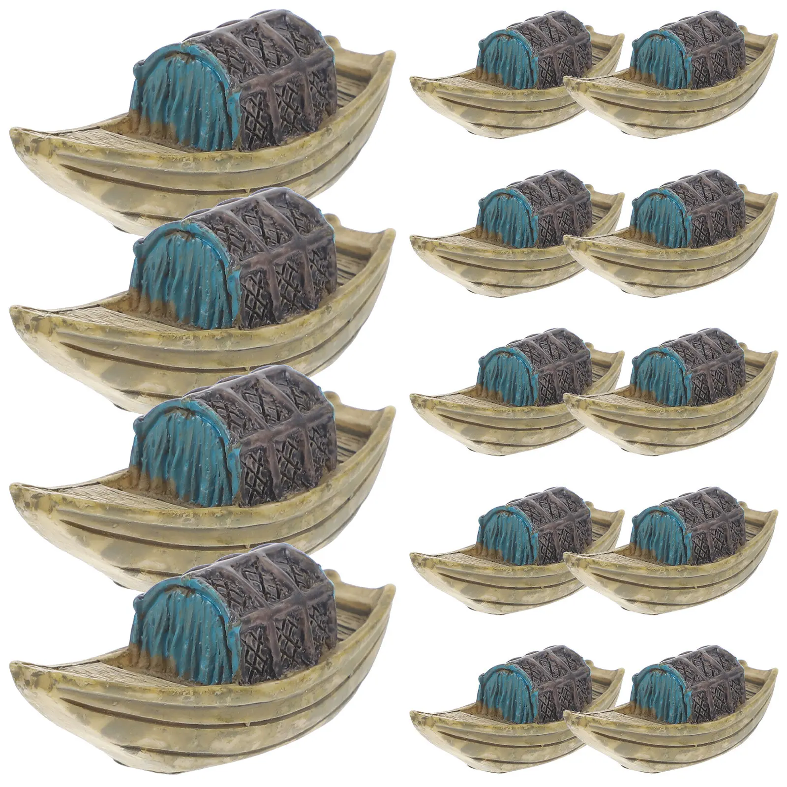 

15Pcs Resin Miniature Boats Rustic Style Home Coffee Shop Desktop Decoration Miniature Beach Accessories Resin Mini Boat