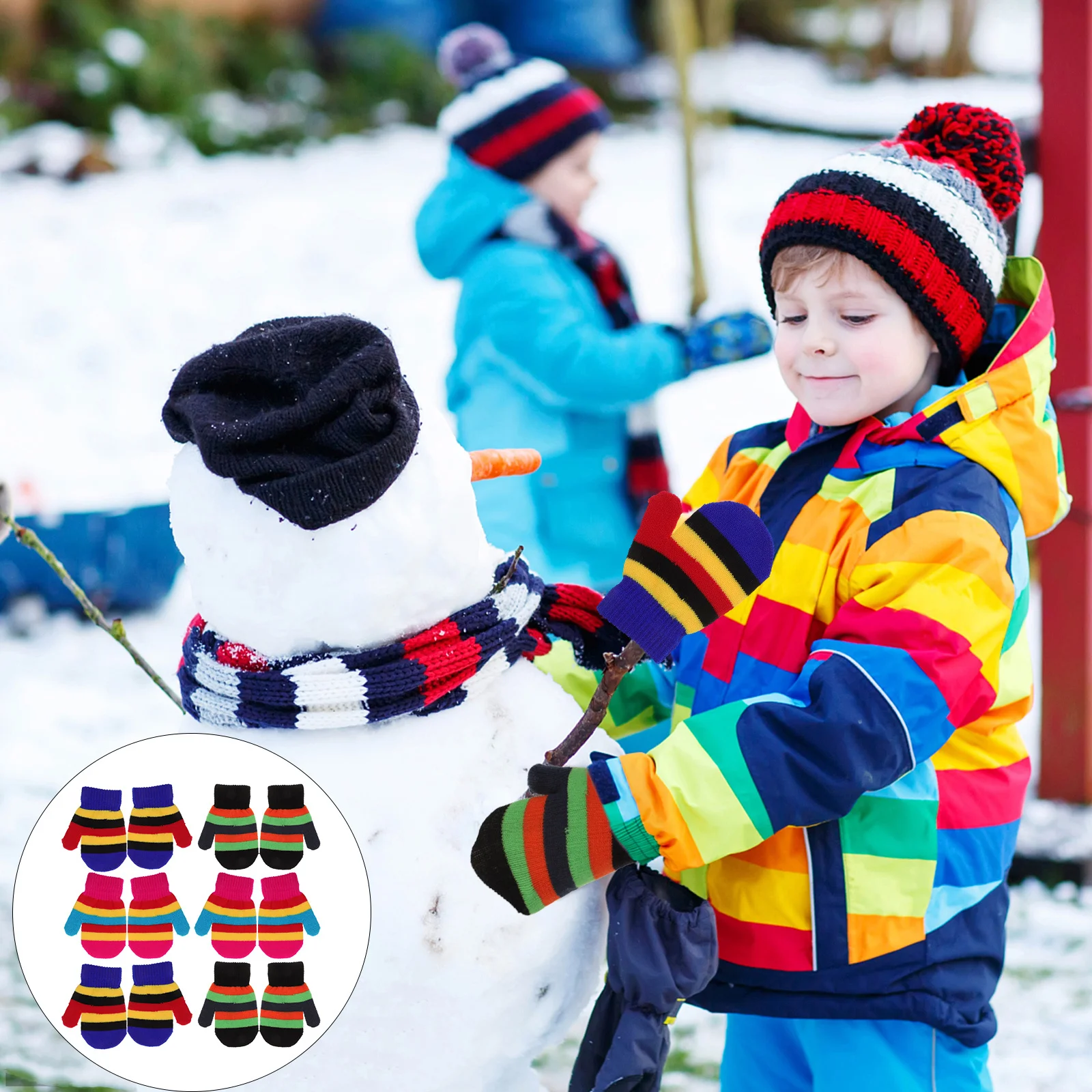 6 pares de guantes de punto cálidos Color brillante protectores de manos para invierno al aire libre guantes cómodos a prueba de frío para