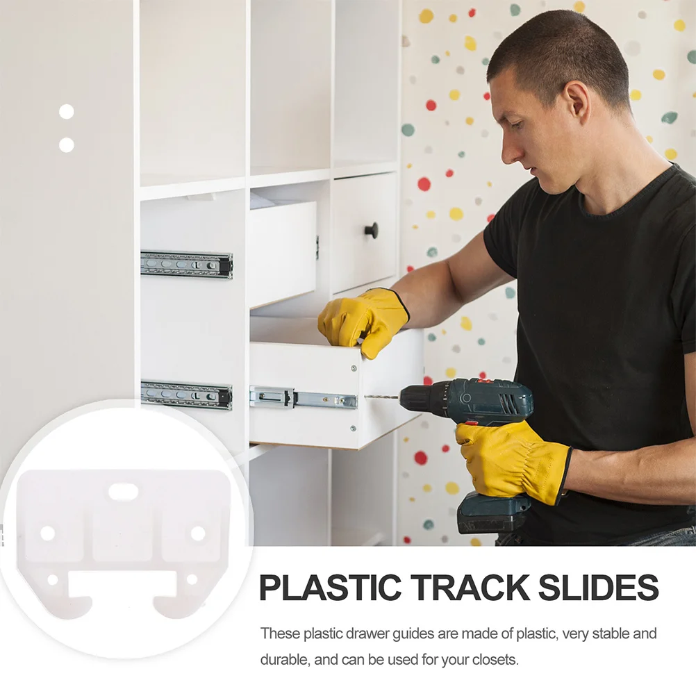 

20Pcs Plastic Drawer Guides Strong and Durable Special Design for Quick DIY Furniture Repairs Plastic Drawer Guides