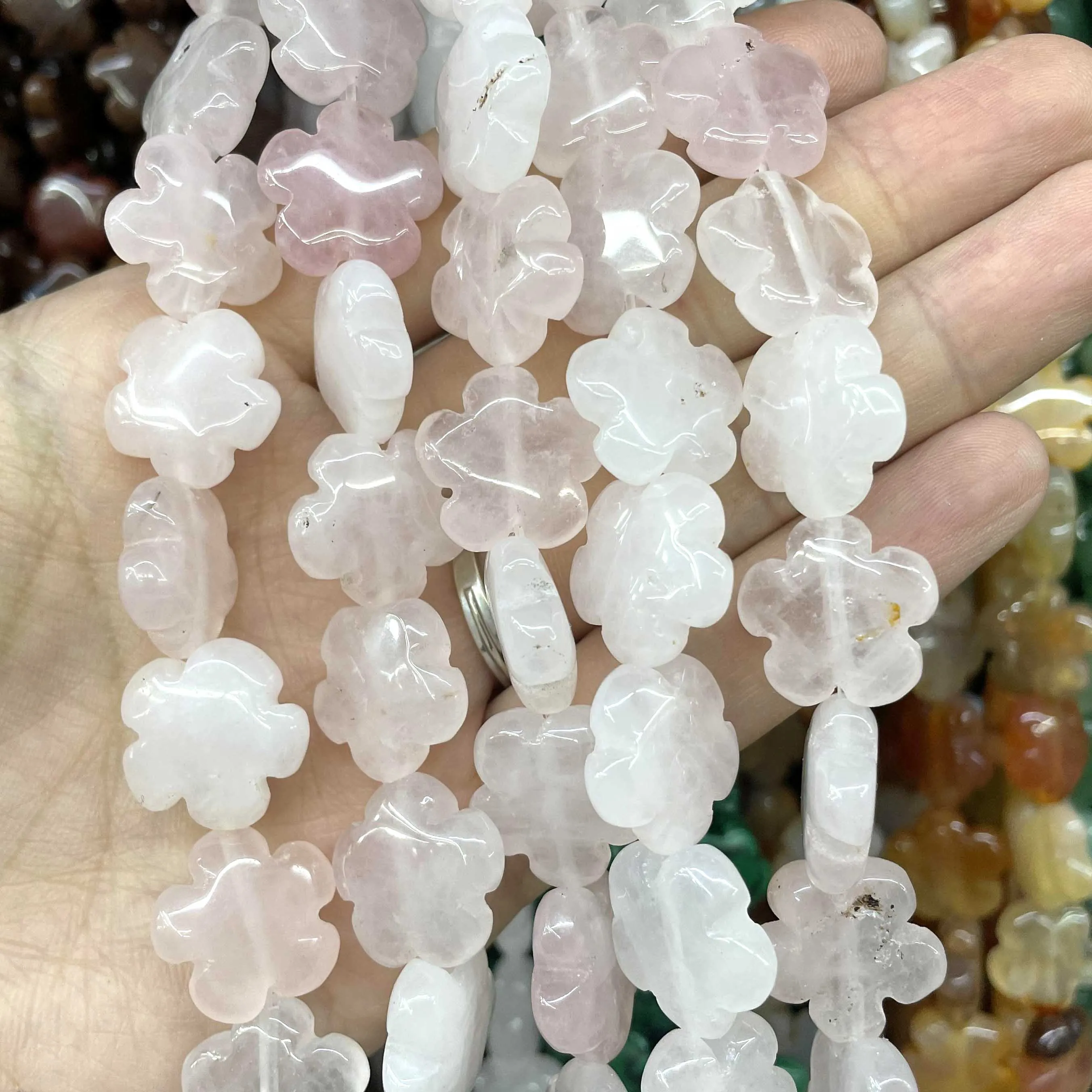 Natural Plum Blossom Shape Agates Amazonite Jades Quartz Gem Stone Spacer Beads For Jewelry Making Diy Bracelet Necklace