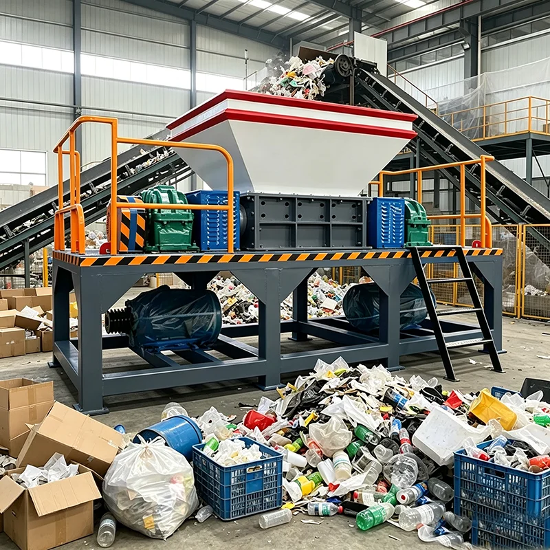 Double Shaft Industrial Metal Shredder Scrap Steel Iron Waste Metal Recycling Shredding Machine