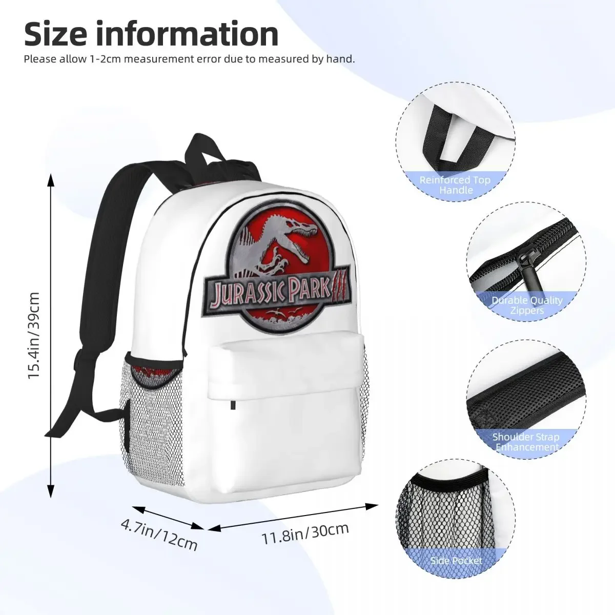 Dinosaur Jurassic Park Backpacks Boys Girls Bookbag Casual Students School Bags Laptop Rucksack Shoulder Bag Large Capacity