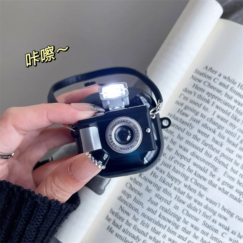 Case For Samsung Galaxy Buds Live Buds Pro 3D Camera Can Light Up Buds2 Earphone Protector With Lanyard For Galaxy Buds 2 Cover