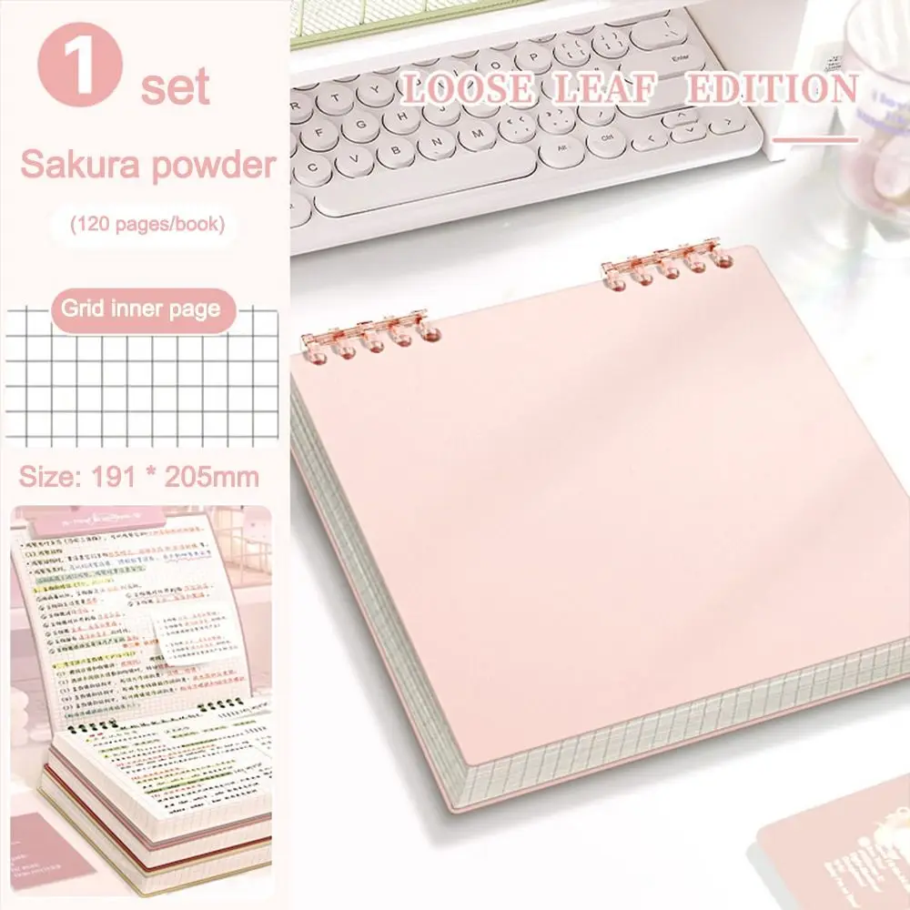 Thickened 120 Pages Loose-leaf Notebook Flip Up Color Notepad Grid Inner Pages Detachable Diary Book School Office image 6