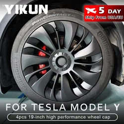 4PCS Hub Cap Performance Replacement Wheel Cap 19 Inch Automobile Hubcap Full Rim Cover Accessories for Tesla Model Y 2018-2024