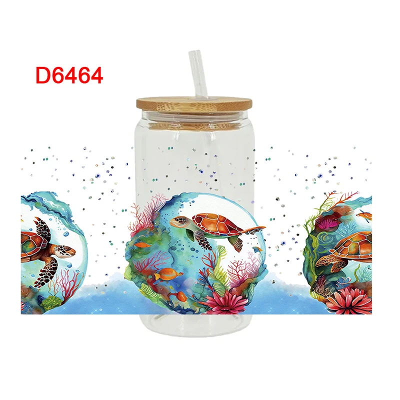 3D UV DTF Transfers Stickers, 16oz, Cup Wraps, Marine Animal Printed for DIY Glass Ceramic Metal Leather, Etc D6201 image 5