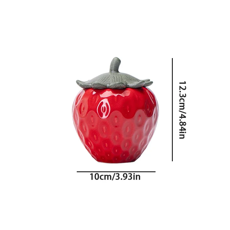 Home Decor Wedding Candy Sealed Gift Birthday Banquet Decoration Simulated Strawberry Tea Storage Jar Ceramic Container