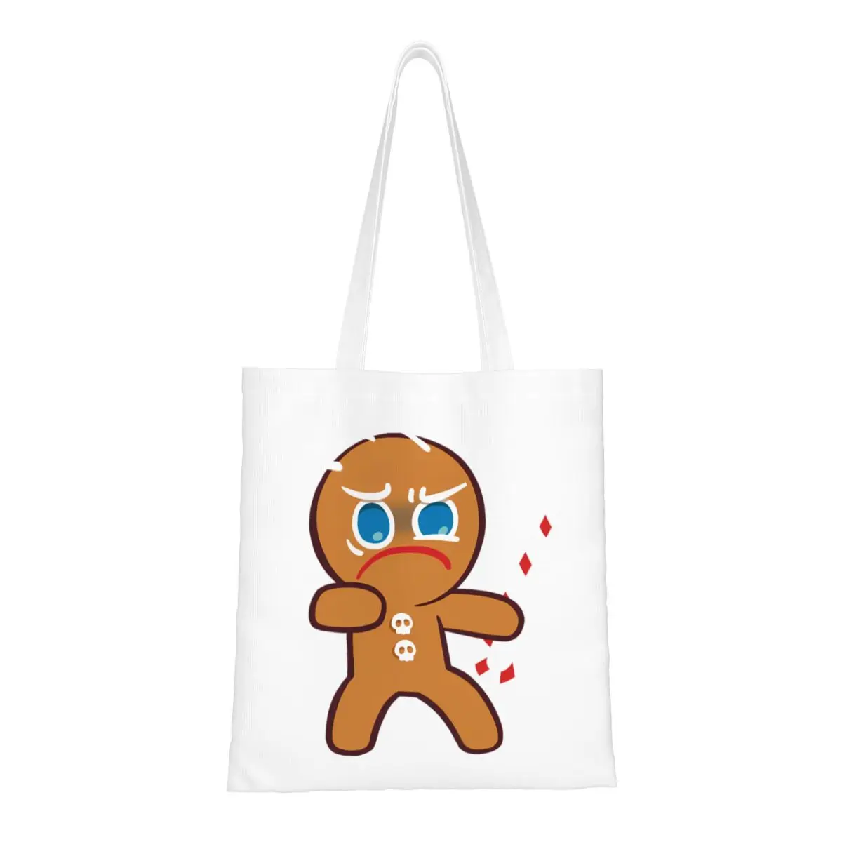 

Cookie Run Kingdom Canvas Tote Bag Reusable Large Capacity Grocery Bag for Women GingerBrave School Bags