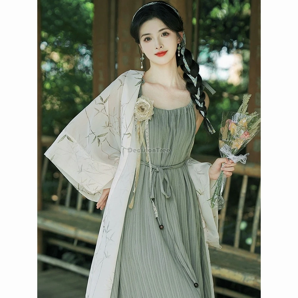 2024 impeoved fashionable modern daily hanfu chinese style song made summer leisure hanfu set nature elegant temperament dress