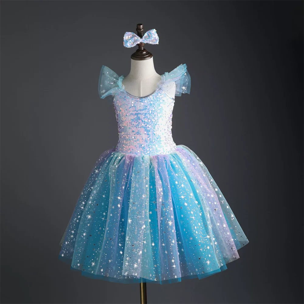 

Summer Ballerine Girl Dress Tutu Dance Ballet Girls Clothing Sequins Vestidos Party Outfit Baby Dresses Kids Ballet Leotards