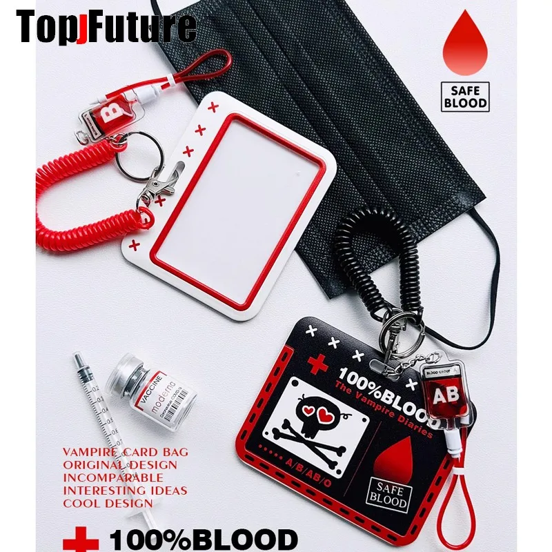 Harajuku Gothic Lolita Y2K Girl Women\'s Cosplay harajuku punk goth skeleton blood type card set student vampire diarles Necklace