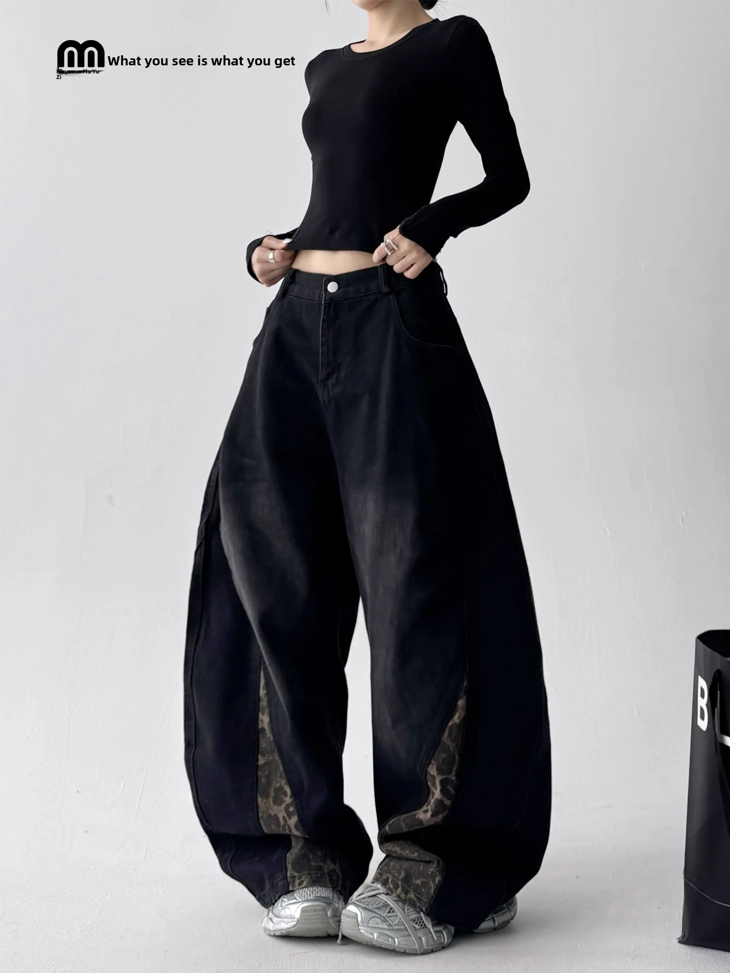 

Женские широкие джинсы Bla, модные американские бренды 2025 года, свободный крой, универсальные джинсовые изделия из смеси хлопка