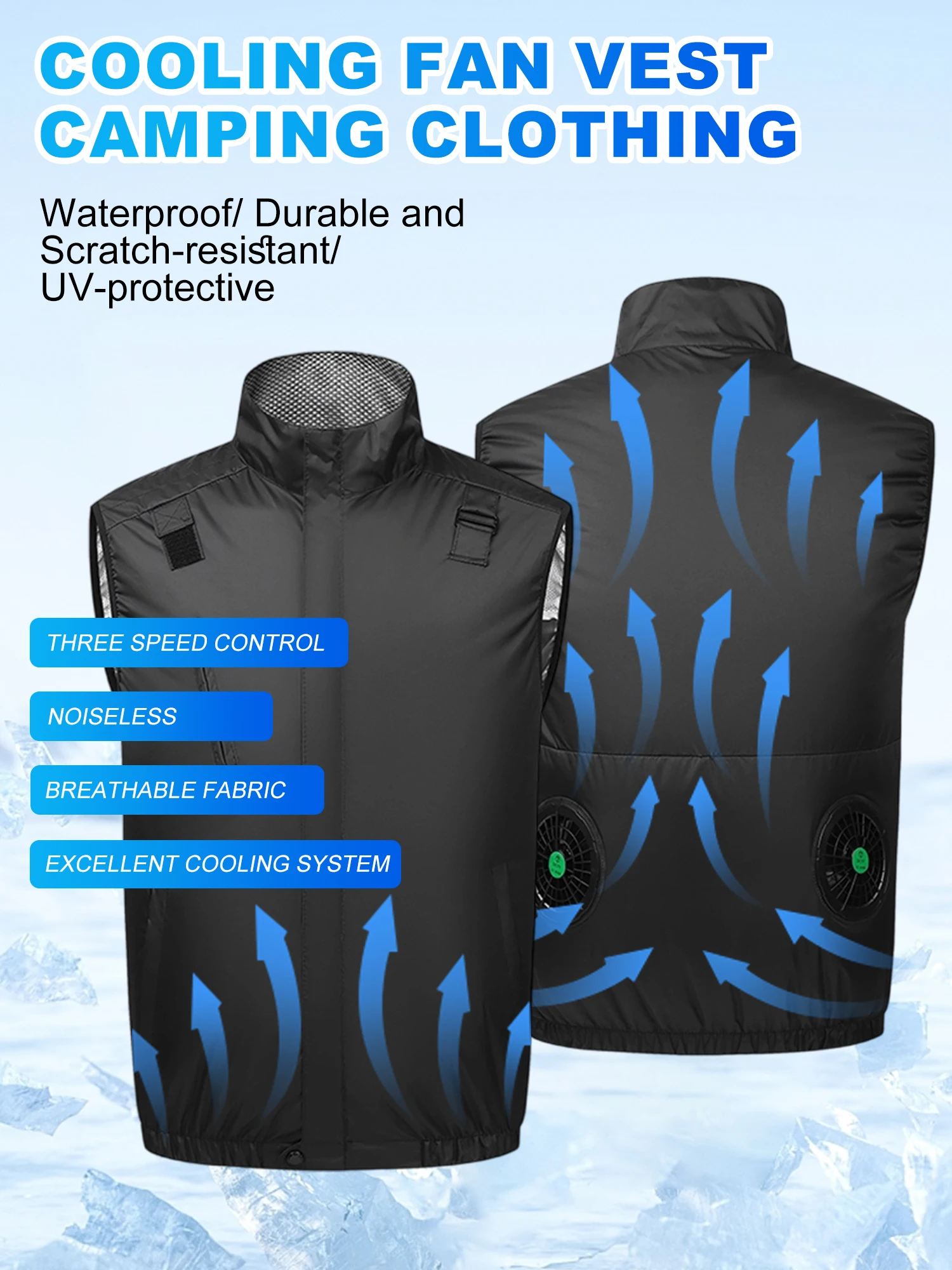 

Men's Summer Fan Vest Air Conditioned Clothes Cooling Vest Heat Resistant Sleeveless Workwear Outdoor Camping Vest Fishing Vest