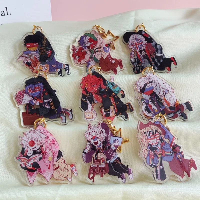 CountryHumans Acrylic Keychain Fandom Country Humans Merchandise Locker Key Ornament Cute Itabag Stuffed Pet Carrier Bag Decor