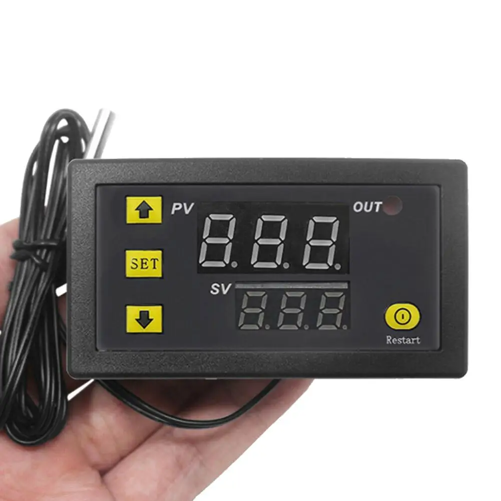 Imagem -03 - Termostato Digital Led Display com Interruptor de Aquecimento e Refrigeração Controlador de Temperatura W3230 dc 12v 24v 110v 220v