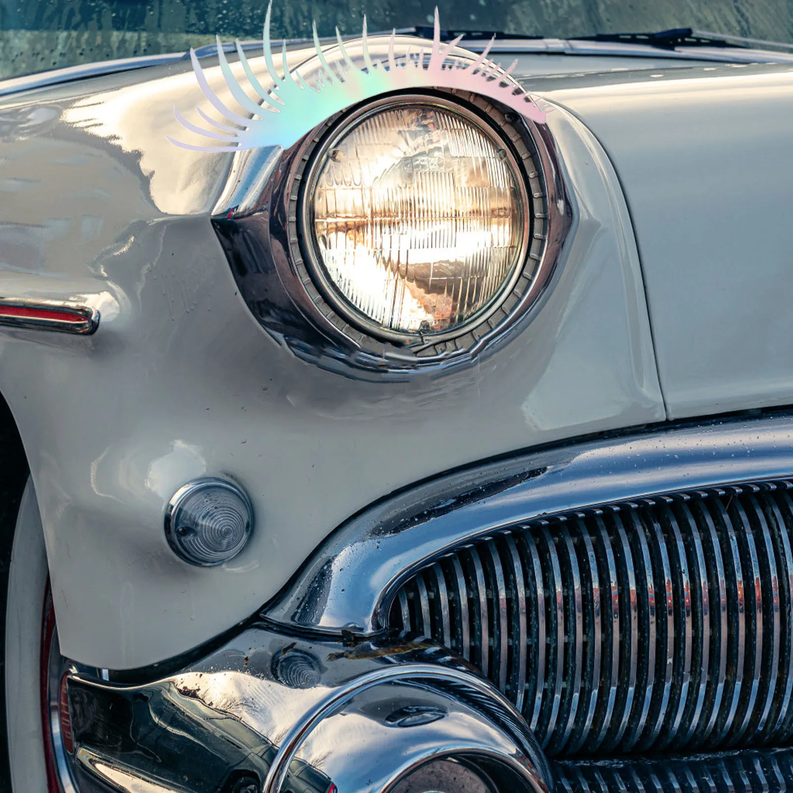 

2Pairs Waterproof Vinyl Car Headlight Eyelashes Stickers Reflective Fake Eyelash Decals Vehicle Exterior Decoration