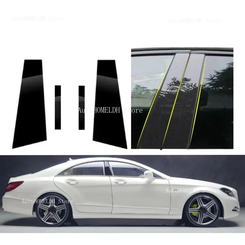 

Glossy Black Pillar Post Fit For Mercedes Benz CLS Class W218 2012-2016 Door Window Column BC Trim Sticker Cover Silver Carbon