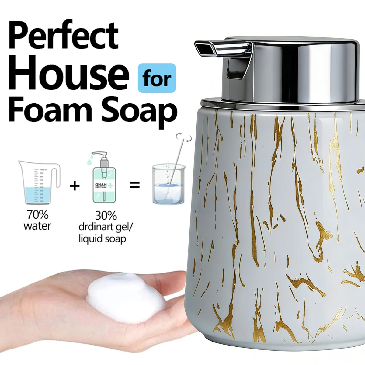 Elegant Bathroom Foam Soap Dispenser and Toothbrush Holder, Kitchen Dish Soap Dispenser & Organizer Cup for Home Decor view 6
