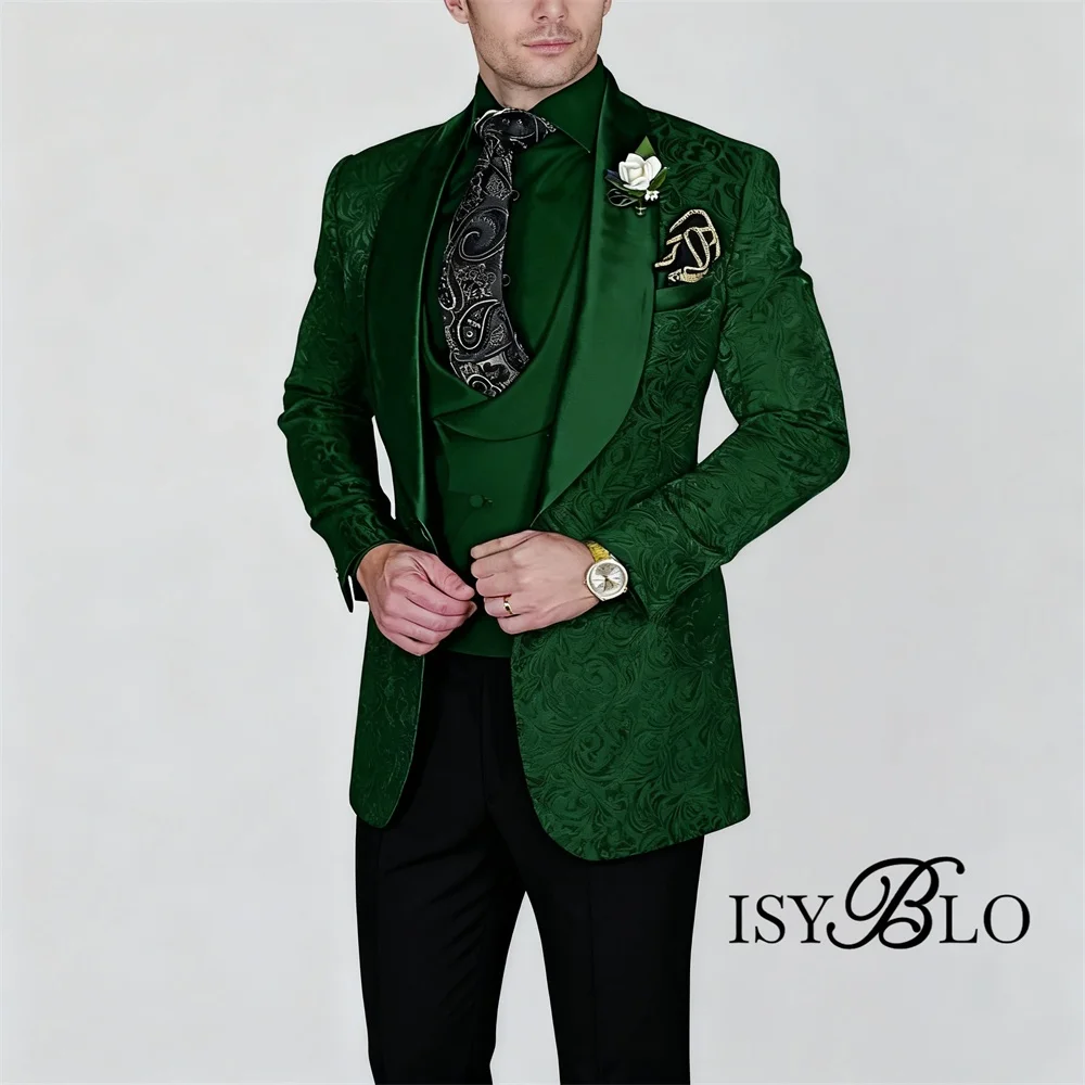 

Jacquard Men's 3-piece Suit Set Formal Party Dress Groom Suit for Wedding High Quality Elegant Men's Customized Outfit