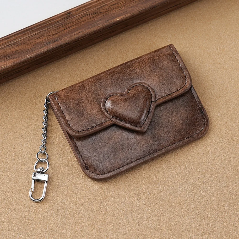 Fashion PU Leather Mini Card Wallet Heart Shaped Multi-card Coin Purse Cash Coin Bag Women Men