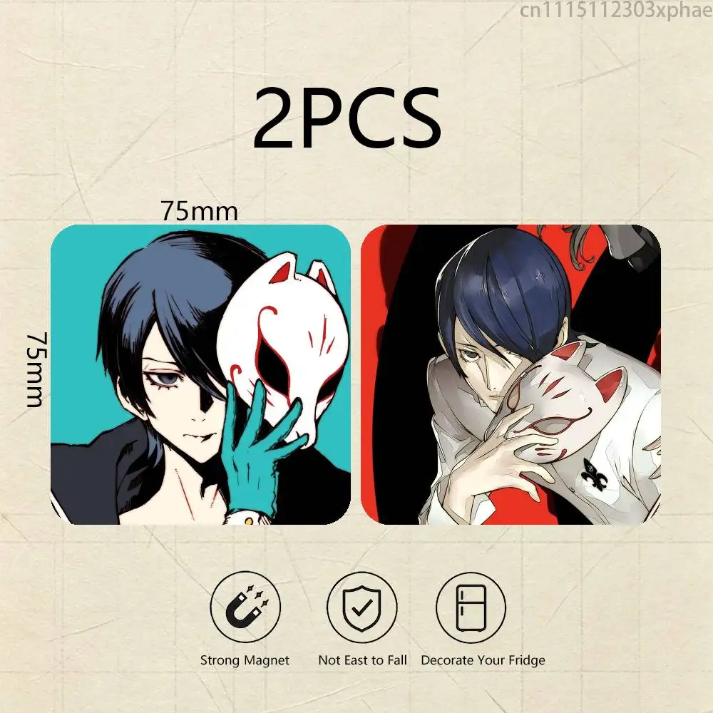 Yusuke Kitagawa Persona 5 Fox 2-Pack Set Refrigerator Magnets, Soft Magnetic Heat Transfer Refrigerator Magnets Gift