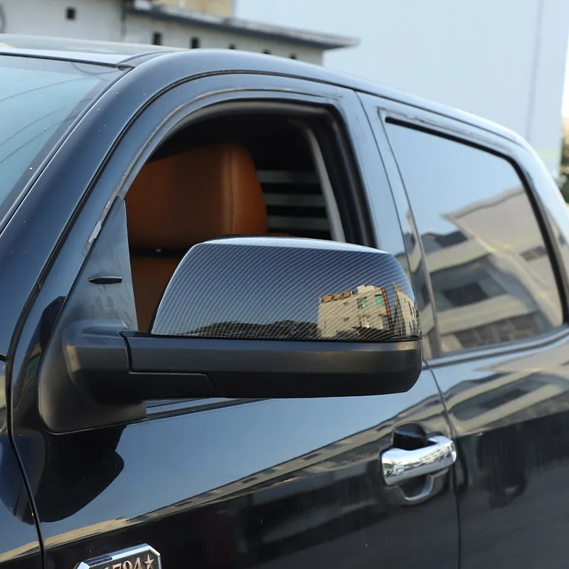 For Toyota Tundra Crew Max 2008-2021 Sequoia ABS Black Car Rearview Side Mirror Decorate Cover Trim Sticker Exterior Accessorie