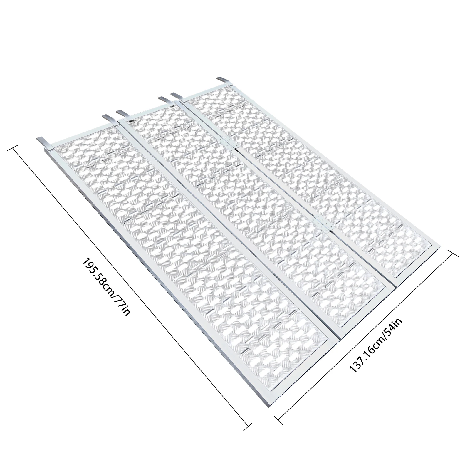 Aluminum Tri Fold Ramp with Treads, Extra Wide Loading Ramps 1500lb Capacity Heavy Duty Trailer Ramps for Motorcycles ATV/Utv