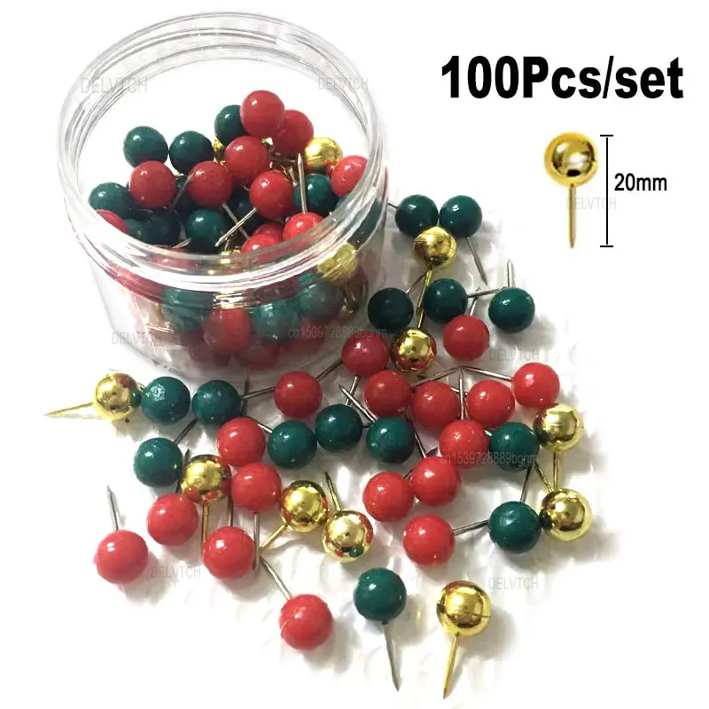 

100Pcs Set Colorful Round Ball Head 20mm Thumbtack Push Pins For Office School Wall Map Photos Paper Bulletin Thumb Tack Pushpin