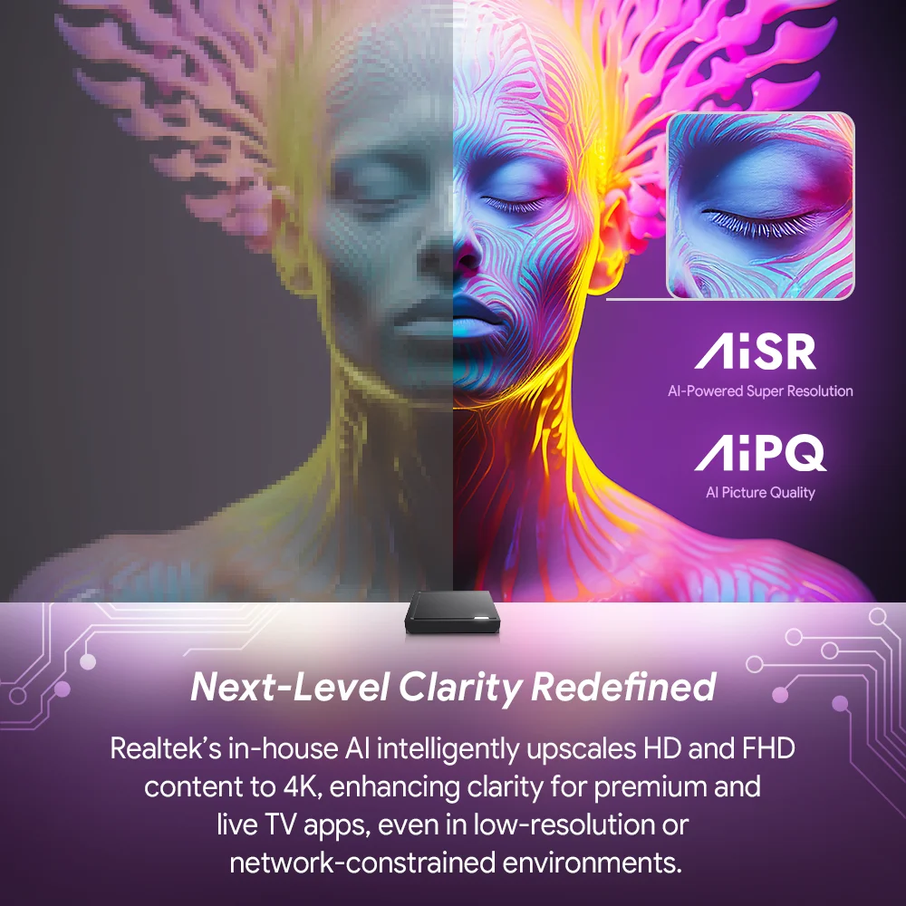 فك التشفير أندرويد 14.0 RT-X2 أندرويد 14 TV Box Realtek1325 CPU دعم AI-PQ AI-SR 1000M 2T2R Wifi5 BT5.2 مشغل الوسائط #4