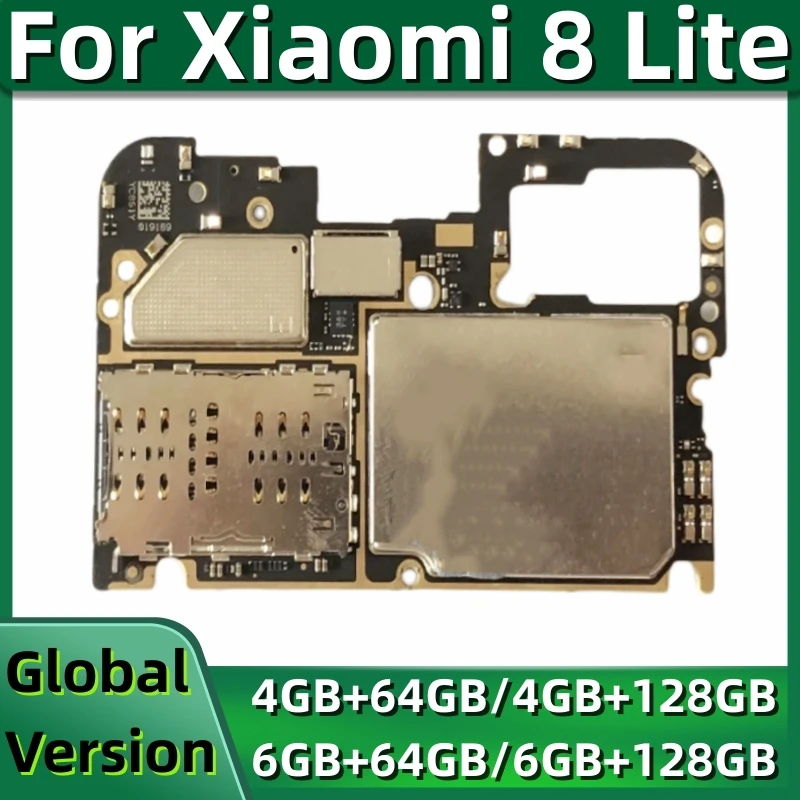 Motherboard for Xiaomi Mi 8 Lite, M1808D2TG, Original Mainboard, 64GB, 128GB, Global ROM