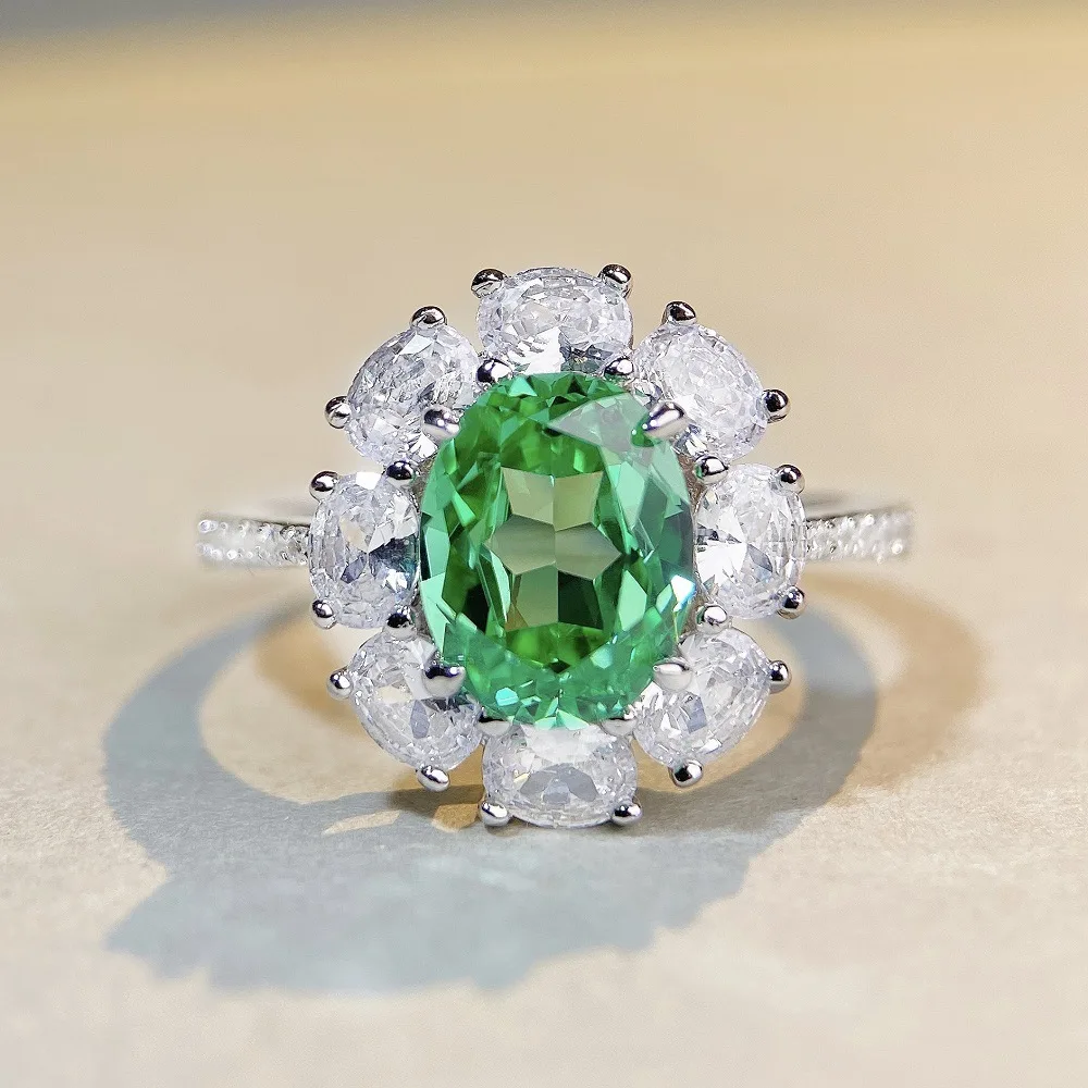 

High Carbon Diamond Pure Silver Color Treasure Ring for Women 925 Silver Jewelry Luxury Full Diamond Ring Cross-border