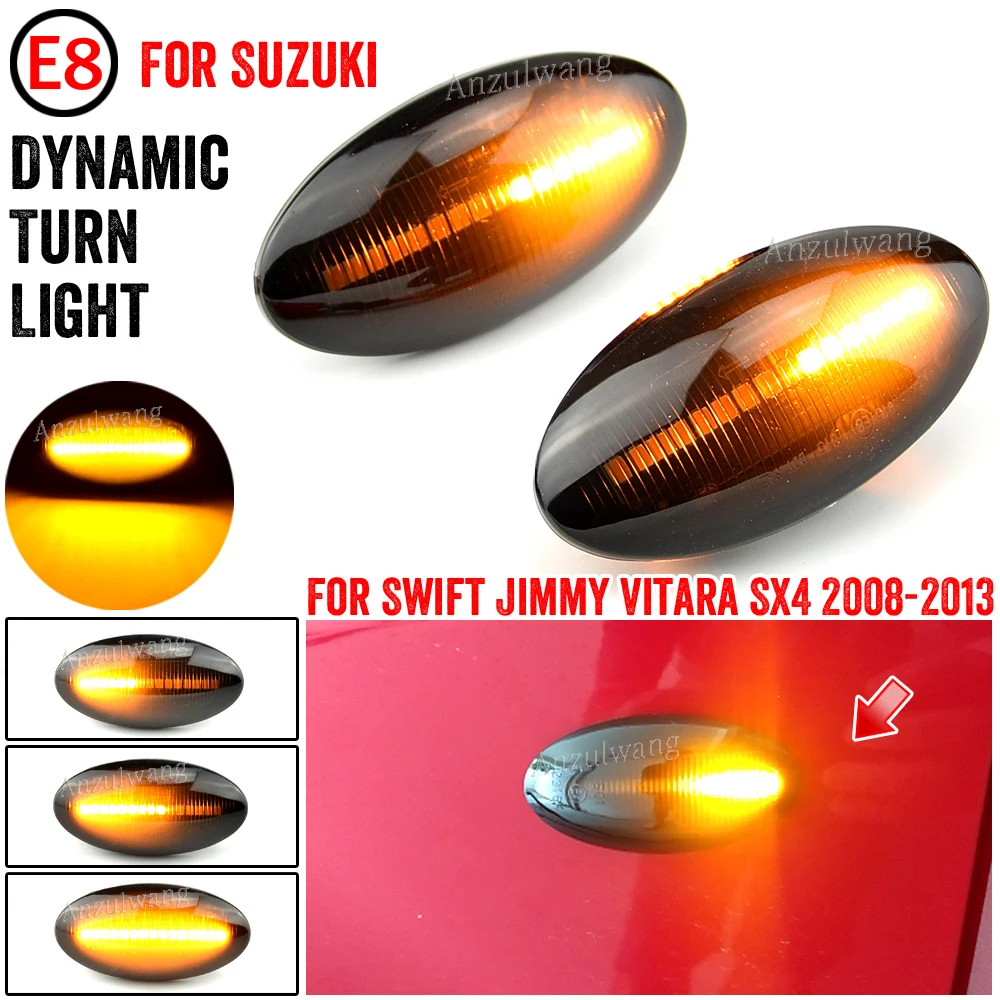 2pcs Dynamic LED Side Marker Turn Signal Lights Indicator Amber Repeater Car Lights For Suzuki Swift Jimmy Vitara SX4