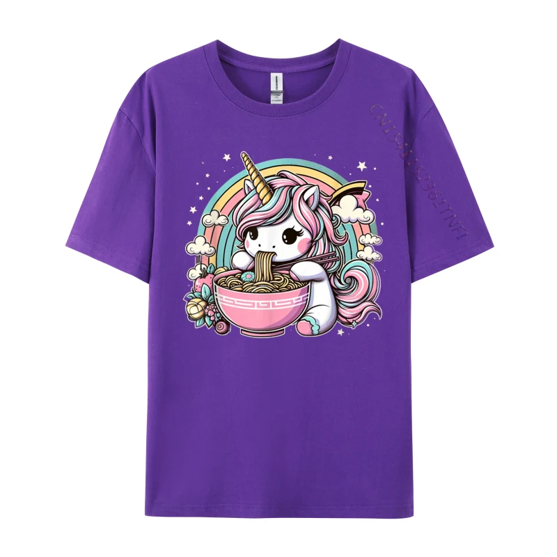 Unicorn Ramen Kawaii Neko Japanese Noodles Aesthetic Simple Style Cotton Fabric Men T-Shirt Leisure Tops T Shirt Retro image 2