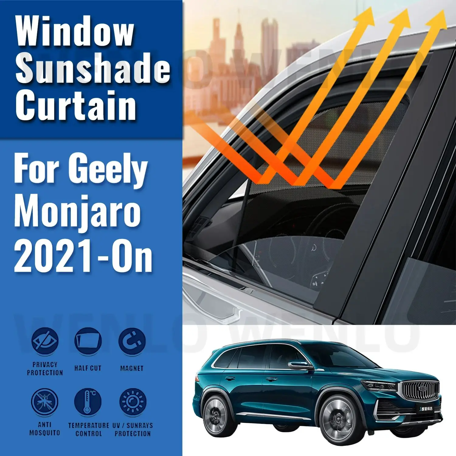 

For Geely Monjaro Tugella KX11 2021-2024 Magnetic Car Sunshade Front Windshield Curtain Rear Side Window Sun Shade