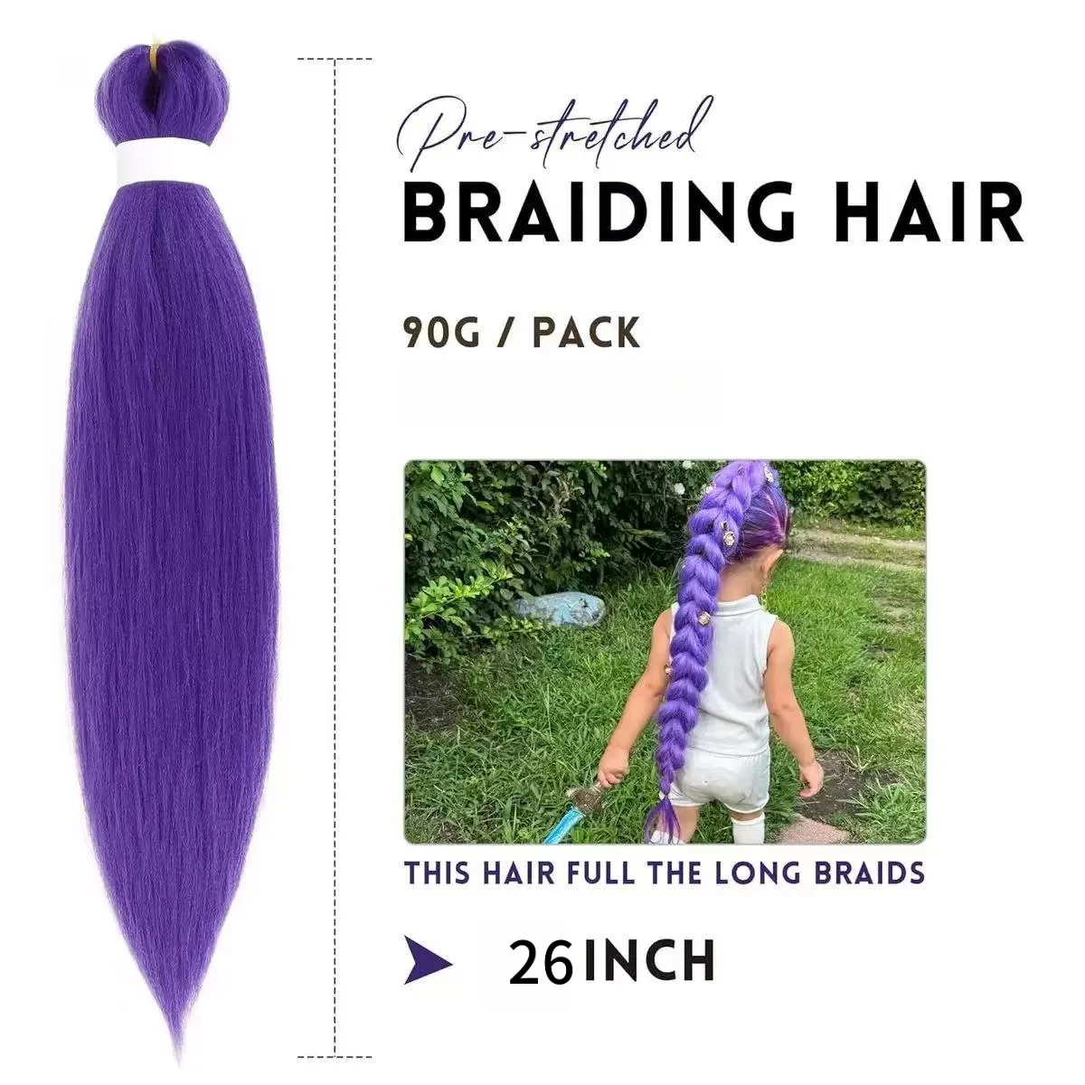 26 بوصة الأرجواني تجديل الشعر قبل امتدت طويل جدائل شعر صناعية ملحقات للمرحلة حفلة الهالوين زي تأثيري