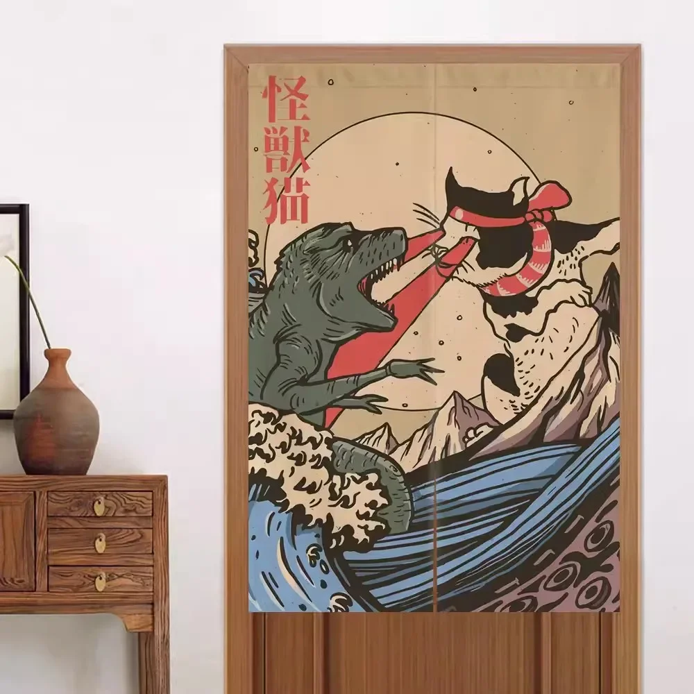 Japanese Ninja Window Door Fabric Curtain, Restaurant Decoration