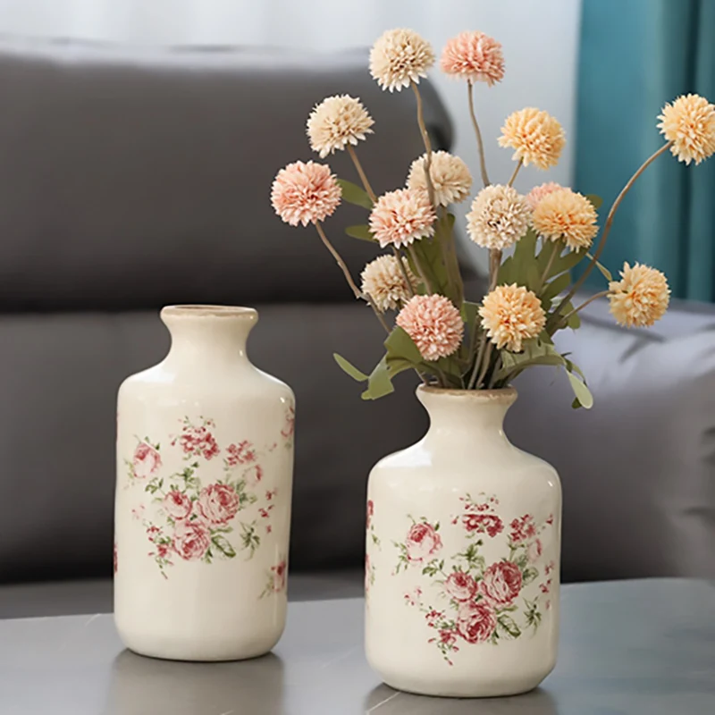 

rose flower ceramic vase living room decoration Home Decoration Ceramic Flower Pots Flower Pot White Vases Terrarium Decoration