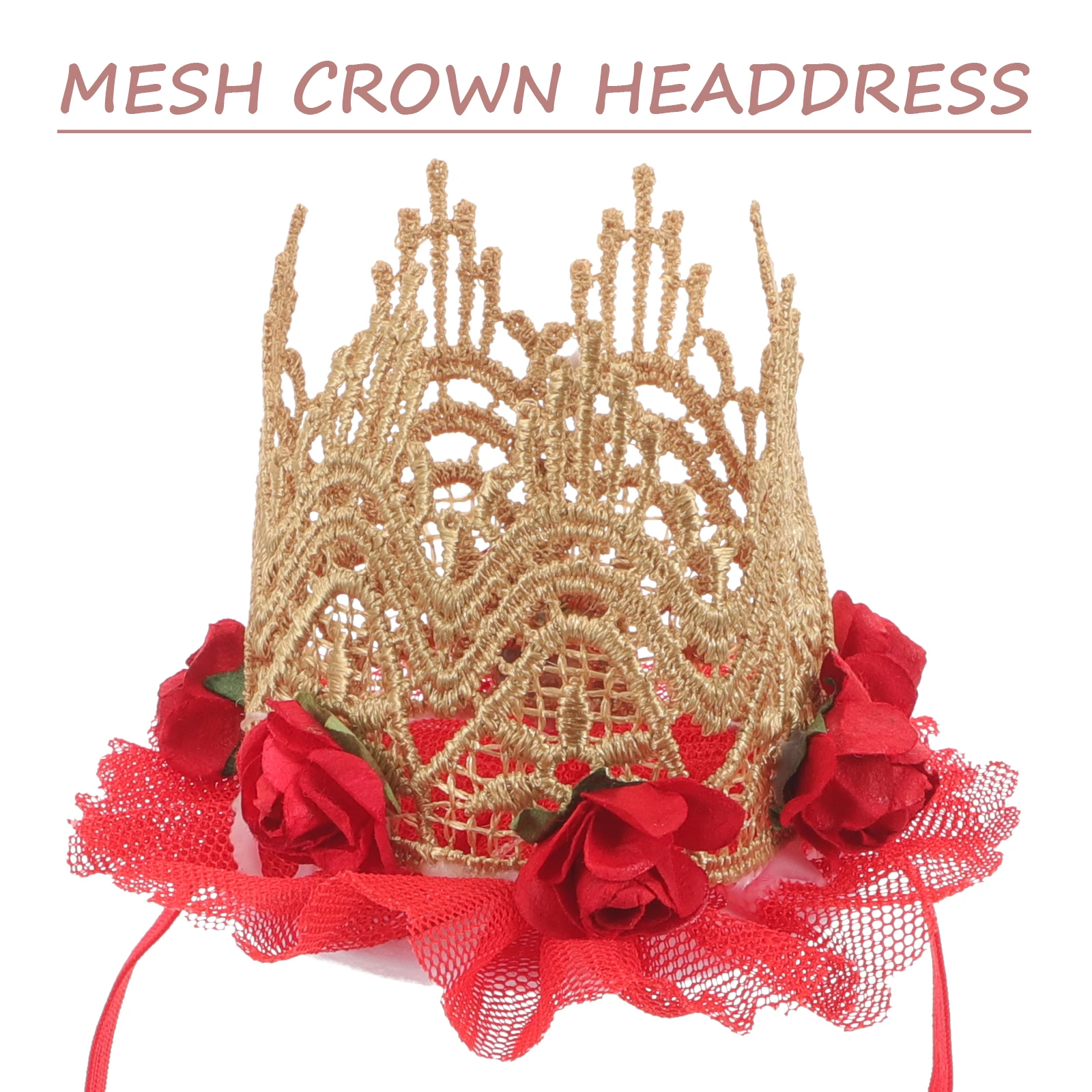 

Baby Girl Crown Hair Accessories for First Birthday Celebration Floral Blue Decor Hat Kids Headband Elegant Lace Design