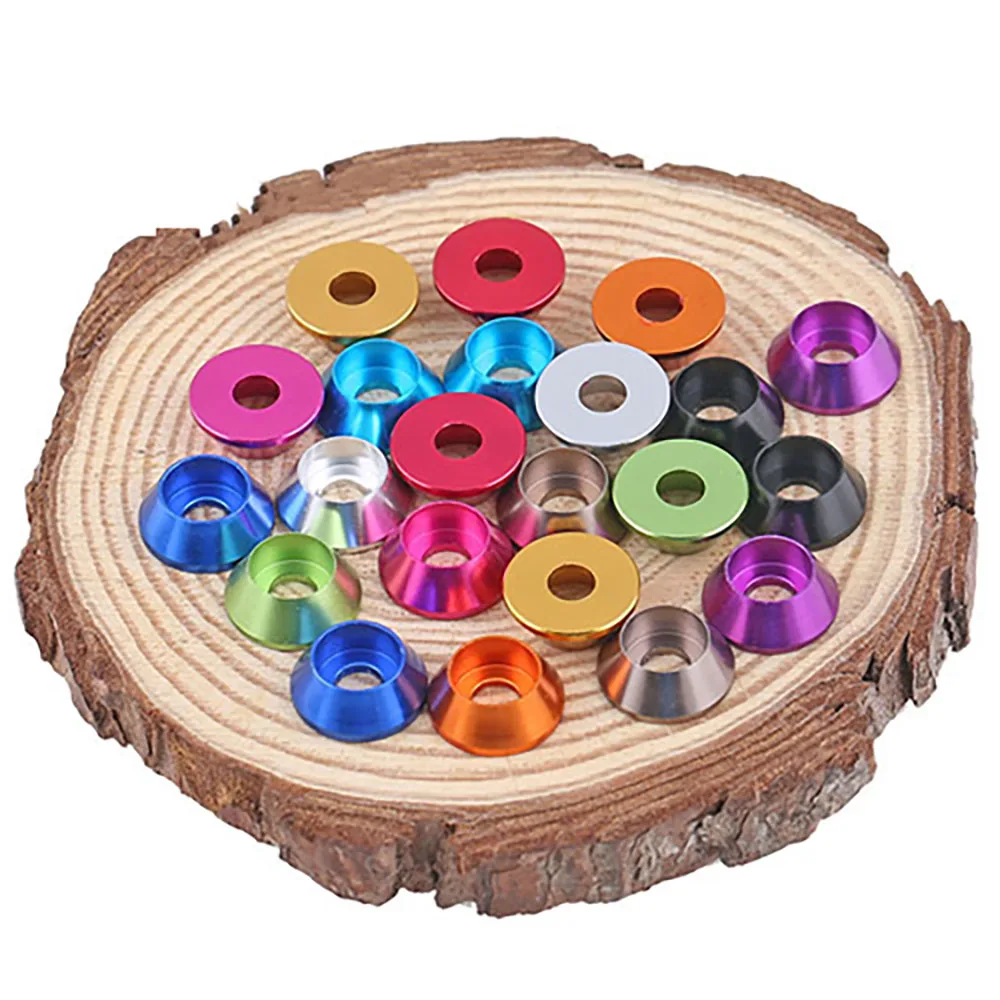 2-10 قطعة M2 M2.5 M3 M4 M5M6M8 بأكسيد كأس رؤساء الترباس شقة غسالات طوقا سبائك الألومنيوم غاطسة مظلة مخروطية رئيس غسالة