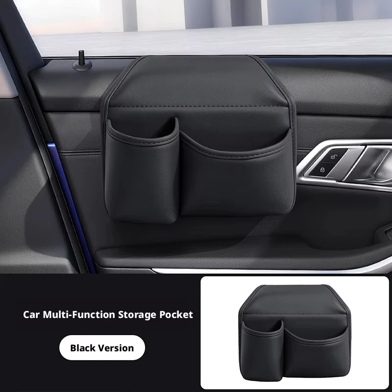 Portavasos para puerta de coche de cuero sintético, organizador de bebidas para automóvil, bolsa de almacenamiento, bolsillo para botellas, accesorios para organizar y mantener el interior del coche.