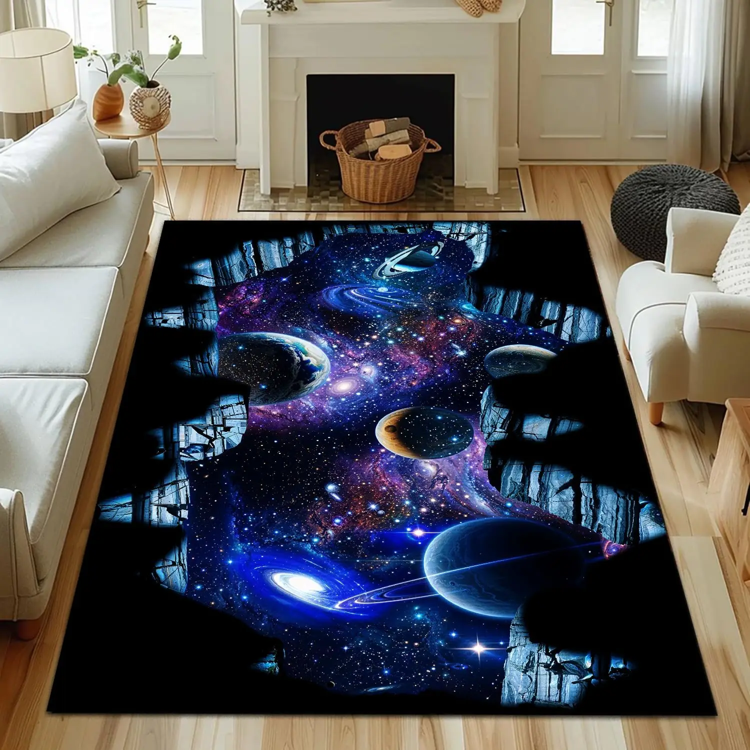 3D Window Jingshan Lake High Mountain Town Snow Mountain Carpet Mat Anti Slip Durable Soft Carpet Home Living RoomDecoration Rug