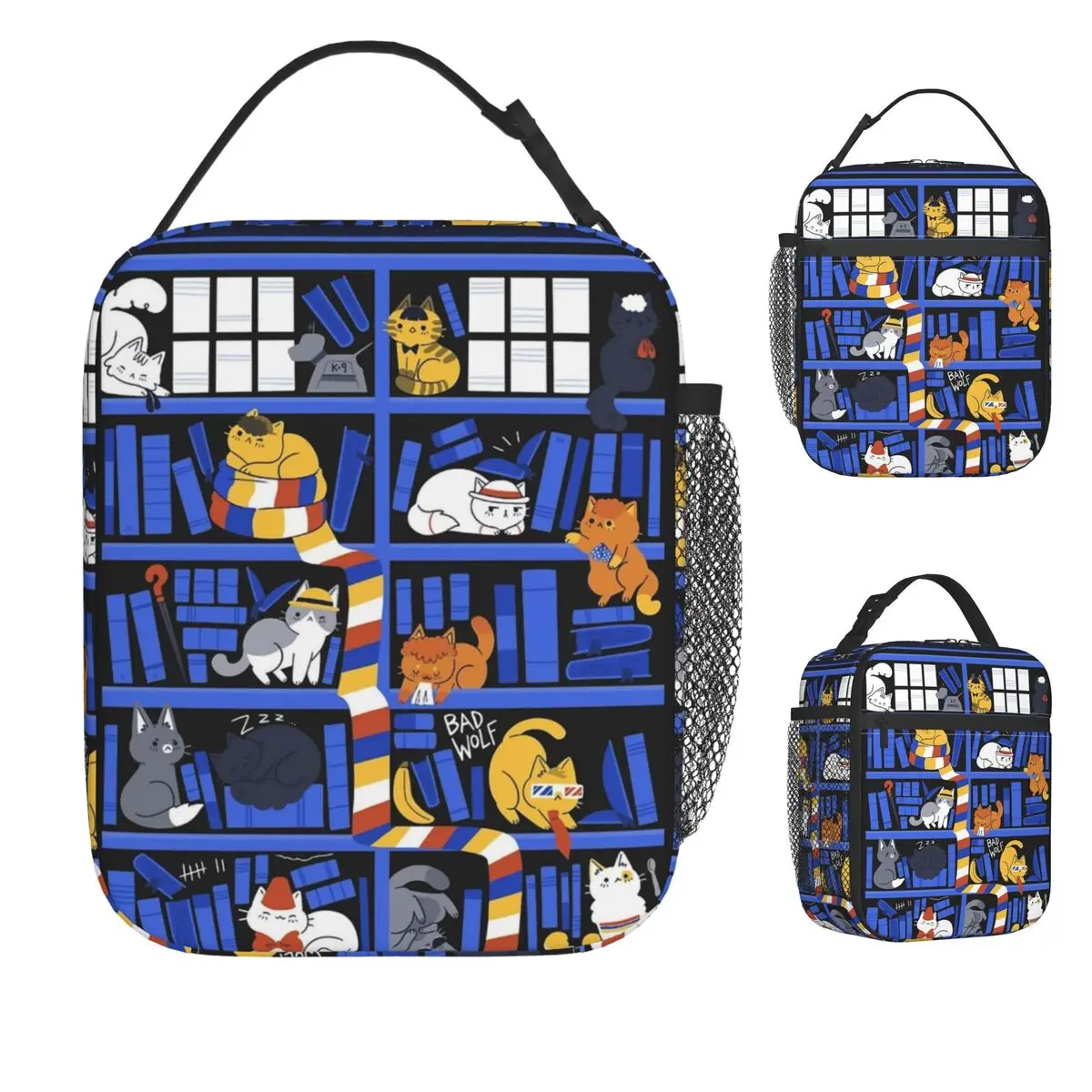 Library Pirnt Lunch Bag Book Lovers Retro Lunch Box For Men School Portable Insulated Cooler Bag Print Thermal Lunch Bags