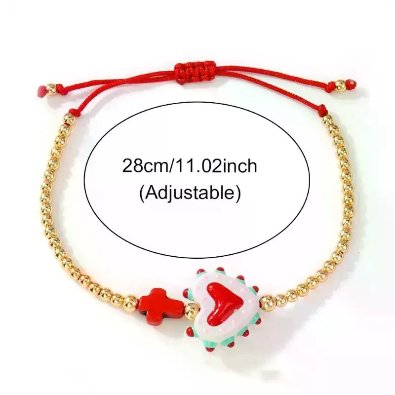 سوار نسائي بوهيمي مطرز بالخرز، سلسلة ملونة على شكل قلب ونجمة قابلة للتعديل مثالية للارتداء اليومي والعطلات وهدية العطلات #5