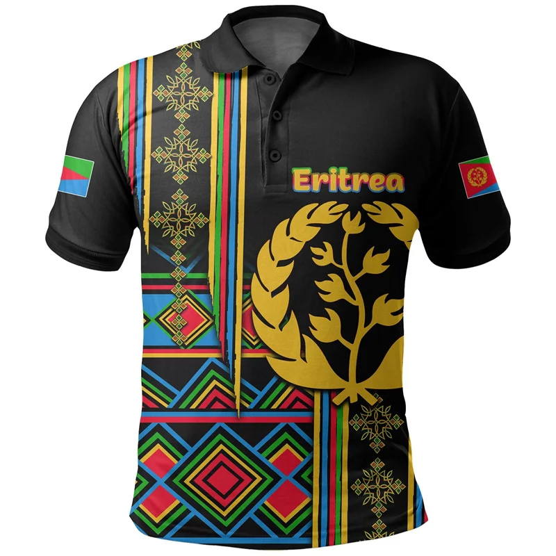 Cool New Summer 3D The Flag Of Eritrea Printing Polo Shirt ERI UNITED Emblem Graphic Men Polo Shirt Kid Fashion Y2k Top Clothing