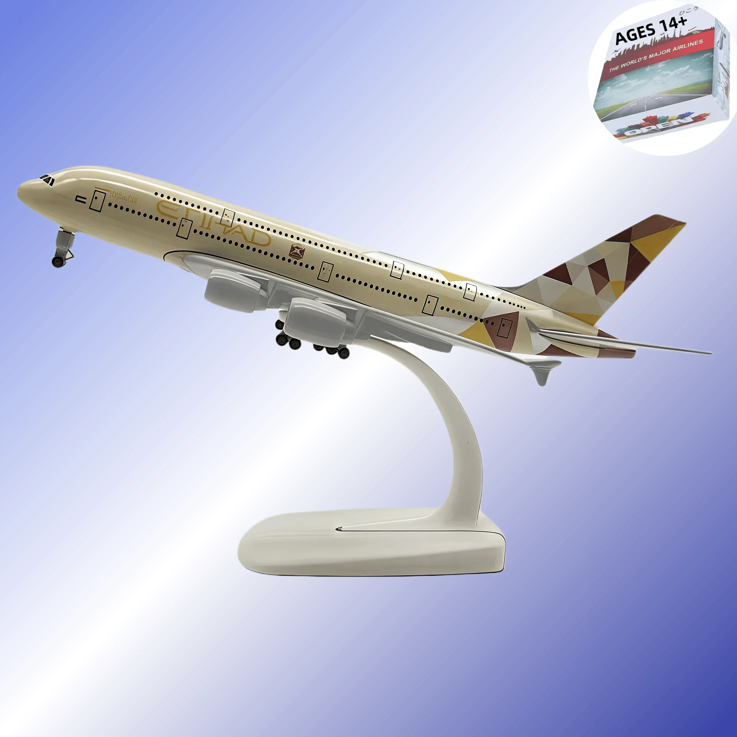

Металлическая модель самолета 20 см A380 Etihad, модель самолета, металлическая копия с шасси, материал из сплава, авиационная имитация, подарок